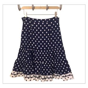 Venus Navy Blue White Polka Dot Skirt Tiered A-line Full Ruffled  MiniSkirt Sz 4